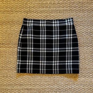 J Crew plaid tweed skirt black and white
